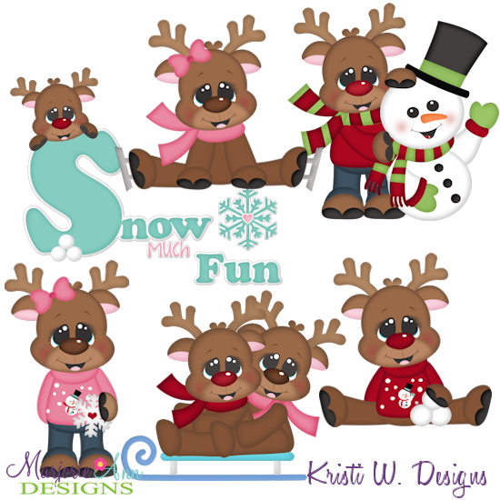 Reindeer Fun Two SVG Cutting Files + Clipart - Click Image to Close